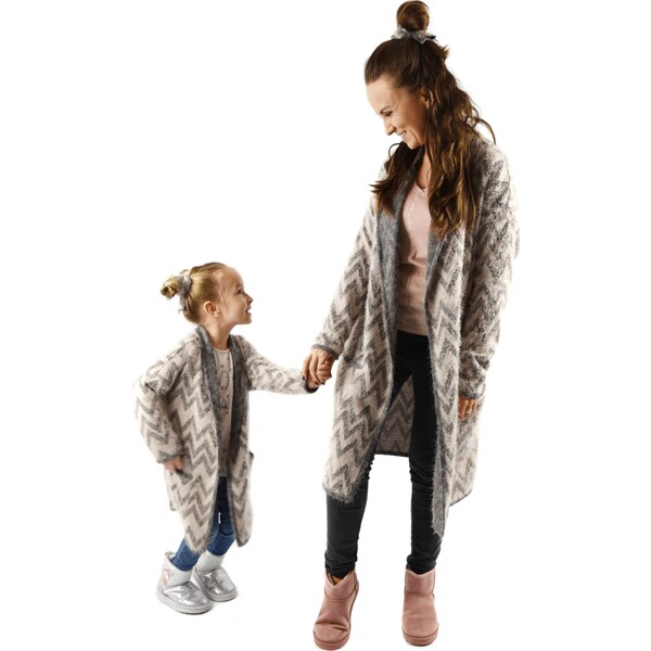 LOVEMADE Súprava kardiganov pre mamičku a dcéru - sivo-smotanová 65151188