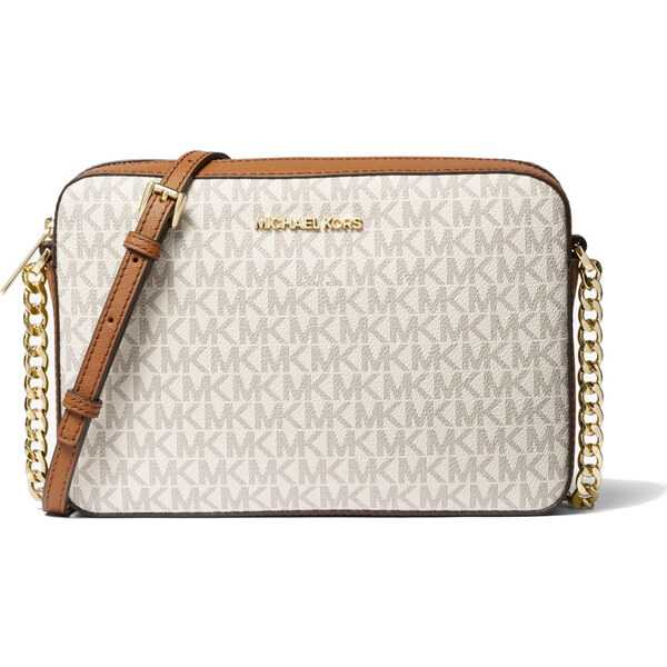 Michael Kors Jet Set Large Printed Logo Crossbody Bag Vanilla 63717828