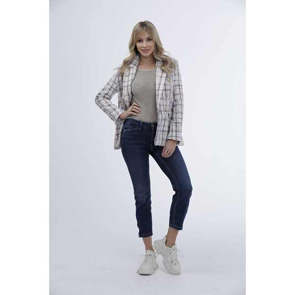 Ann Gissy Dvojradové kárované sako vo farbe ecru (AG3-1980) 41246854