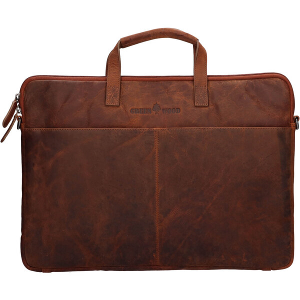 Pánska kožená taška na notebook Greenwood Levon - hnedá 58451732