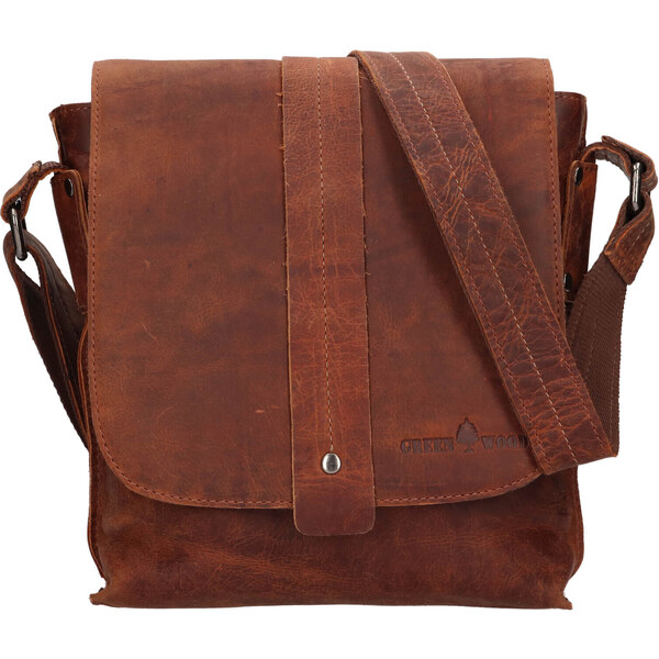 Pánska kožená taška cez rameno Greenwood Jake - hnedá 41366221