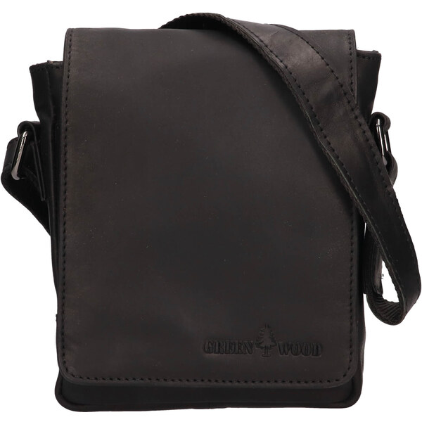 Pánska kožená taška cez rameno Greenwood Petr - čierna 41366224