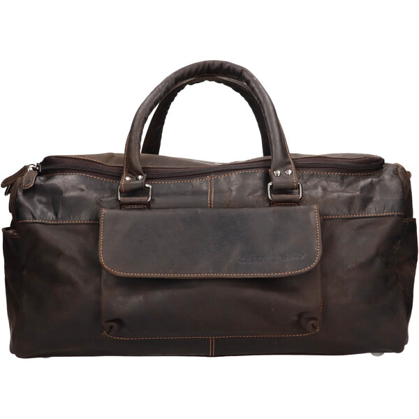 Kožená cestovná taška Greenwood Alex - tmavo hnedá 45483261