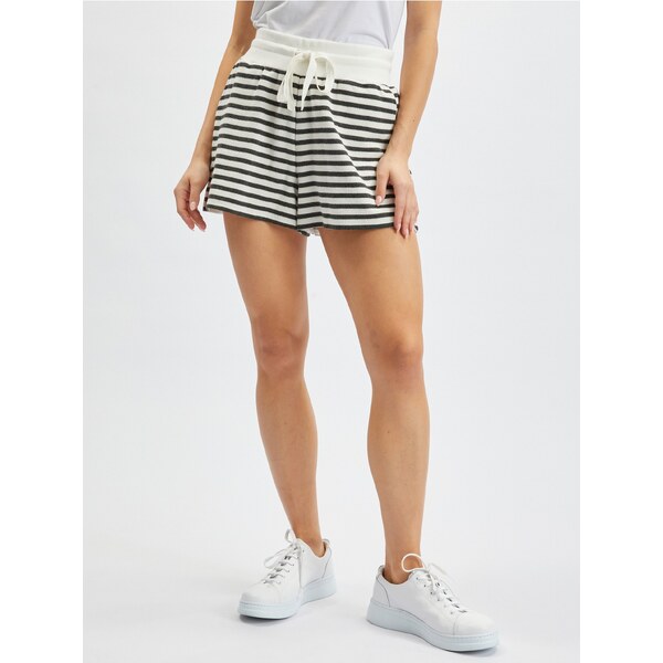 Čierno-biele dámske pruhované teplákové kraťasy ORSAY 50573267
