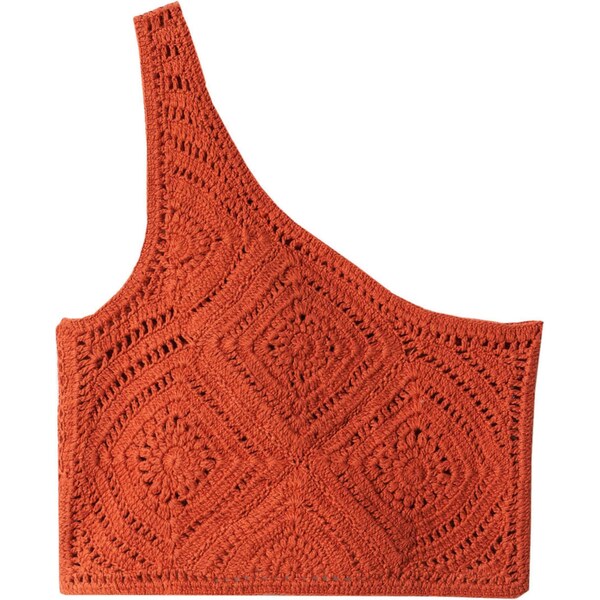 MANGO Vyšívaný top Vendredi hrdzavo červená 41789499