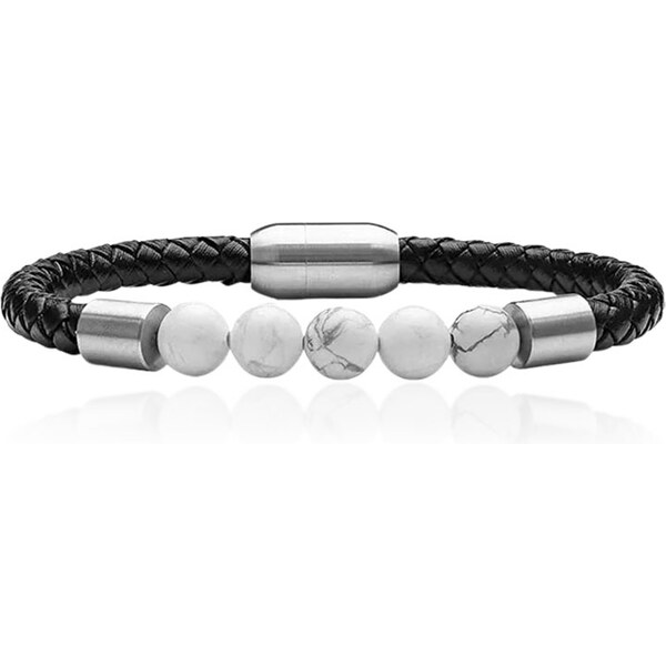 Sams Artisans Korálkový náramok Howlite & Leather INRM221 41532470