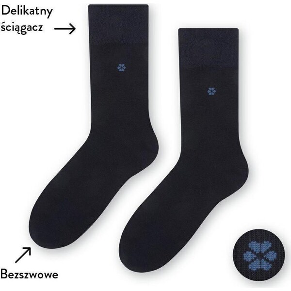 STEVEN Tmavomodré pánske hladké ponožky Art. 056 H095, NAVY BLUE - 41702827