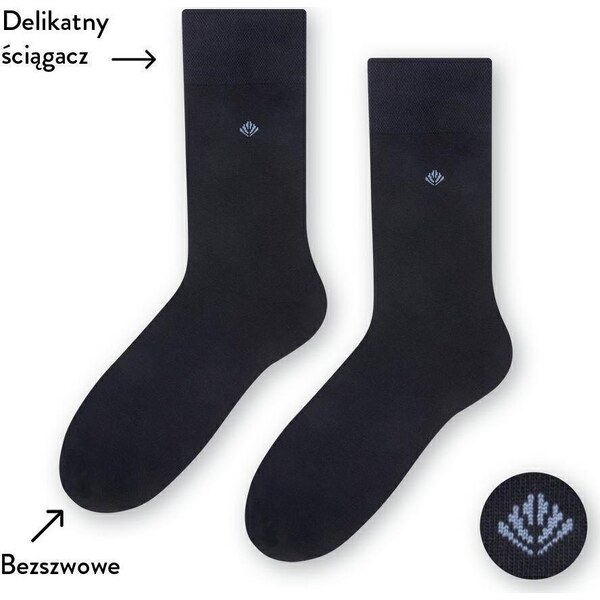 STEVEN Tmavomodré pánske hladké ponožky Art. 056 H098, NAVY BLUE - 41702826