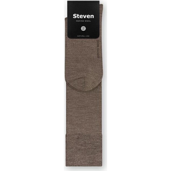 STEVEN Hnedé pánske podkolienky z merino vlny Art.008 KC008, BROWN 41702858