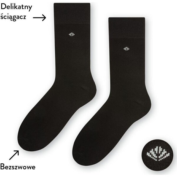 STEVEN Čierne pánske bavlnené hladké ponožky Art. 056 H099, BLACK - 41702859