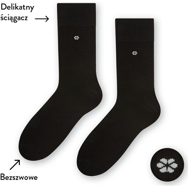 STEVEN Čierne pánske ponožky Art. 056 H096, BLACK - PRESSURE FREE 41702860