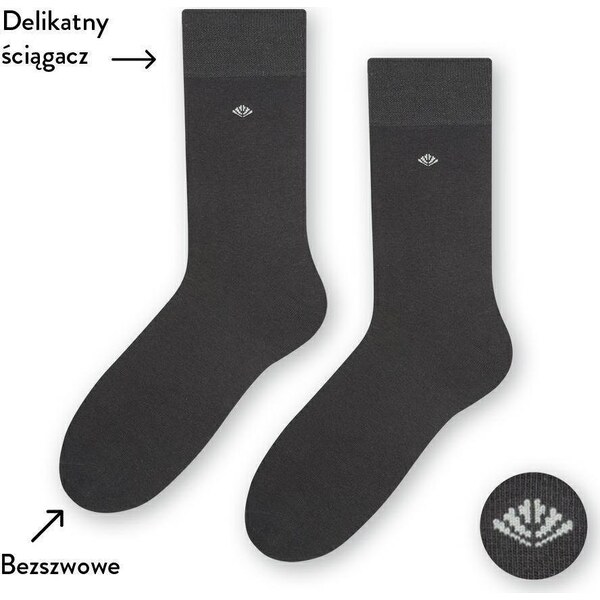 STEVEN Čierne pánske hladké bavlnené ponožky Art. 056 I097, GRAPHITE - 41702861