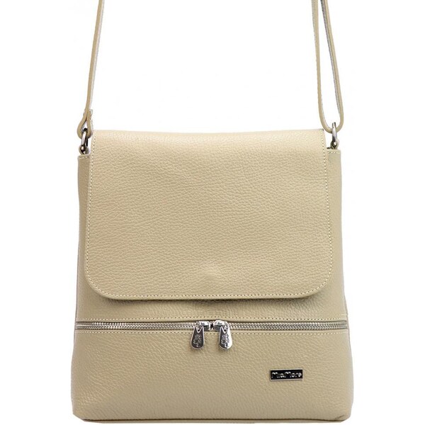 MiaMore Kožená dámska crossbody kabelka tmavo béžová 43587595