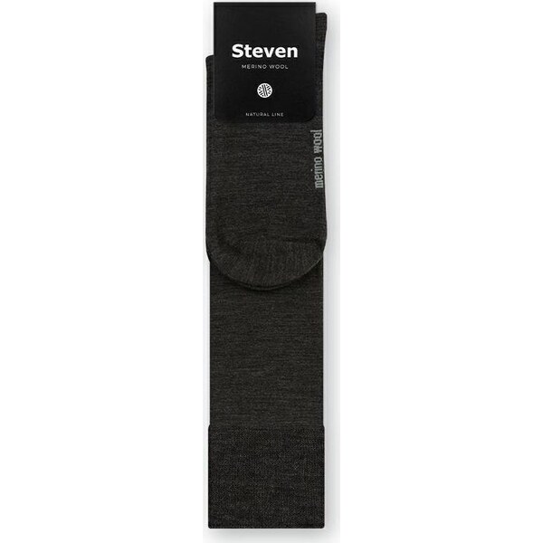 STEVEN Tmavosivé pánske podkolienky z merino vlny Art.008 KD007, GRAY 42066607