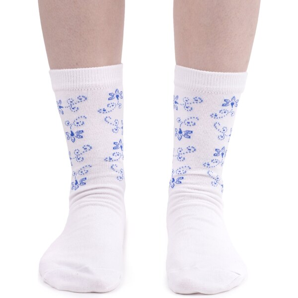 Vlnka Bavlnené ponožky modrý kvet 65063394