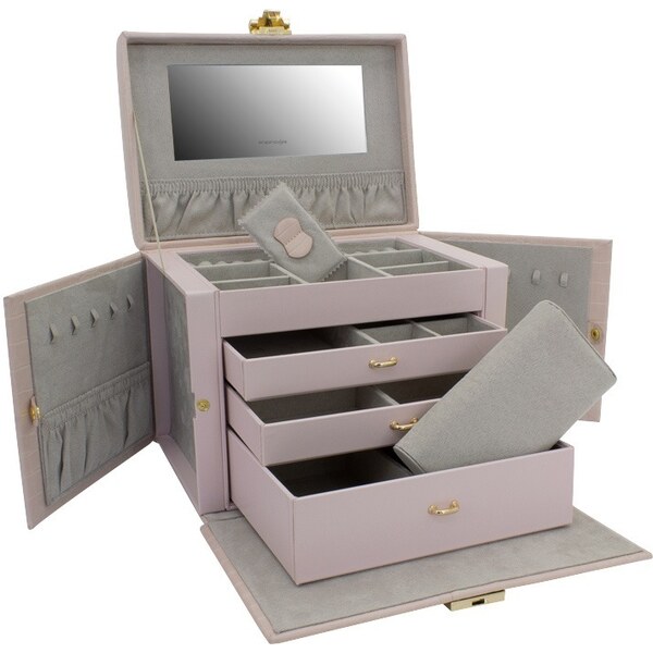 Friedrich Lederwaren Moderná staroružová šperkovnica s krokodílím 66582076