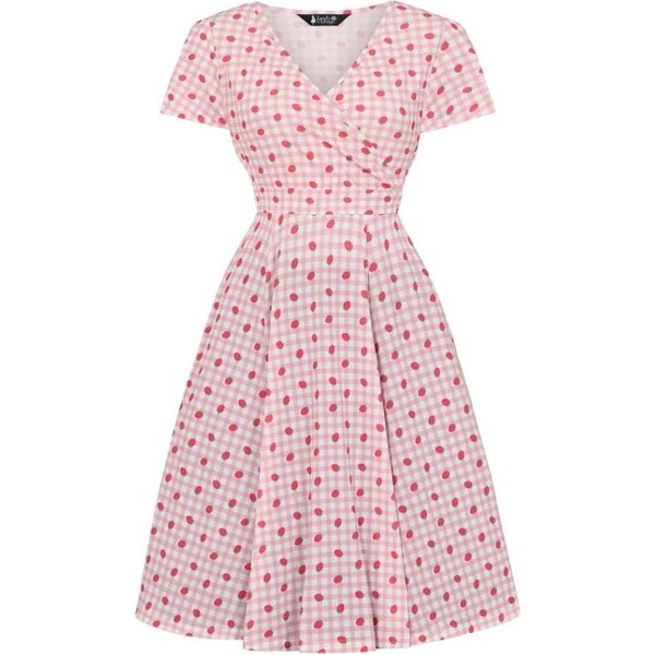 Lady Vintage Lady V Lyra ružové mini šaty s potlačou jahôd 42104830