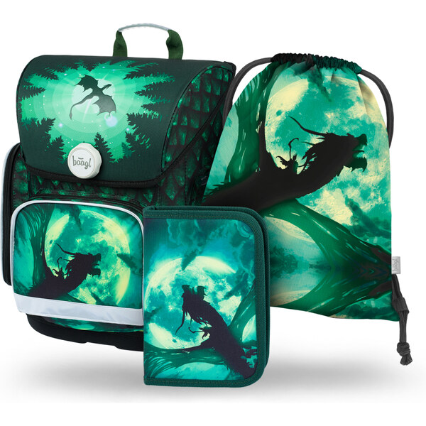 BAAGL SET 3 Ergo Drak: aktovka, penál, sáček 62192654