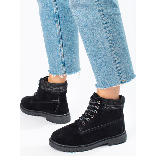 SHELOVET KOŽENÉ ČIERNE TRAPERKY 37211B 66148721