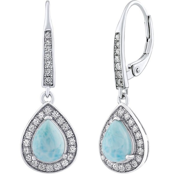 Silvego Strieborné náušnice BRISA s pravým Larimarom a Brilliance 66588618