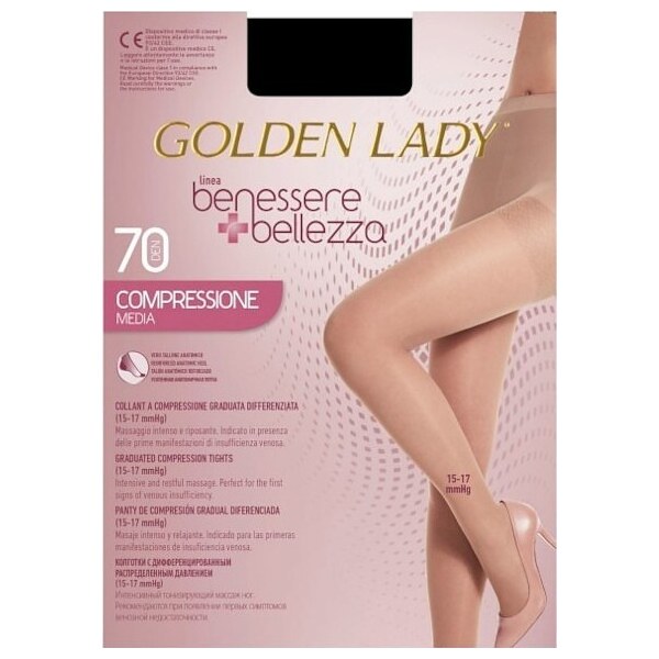 BASIC Čierne silonky Golden Lady Benessere Bellezza Compressione Media 42165826