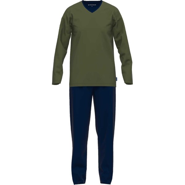 TOM TAILOR Dlhé pyžamo námornícka modrá / zelená 42202801