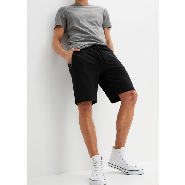 bonprix Teplákové bermudy s praktickými vreckami na zips, farba čierna 44817919