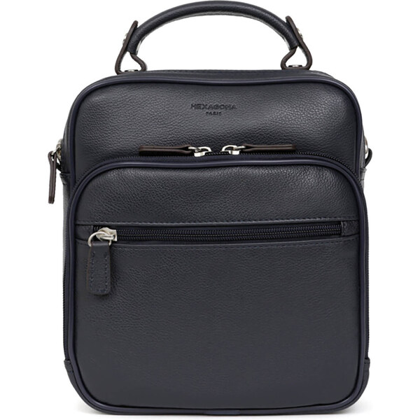 Pánska kožená taška cez rameno Hexagona Voode - čierna 42601006