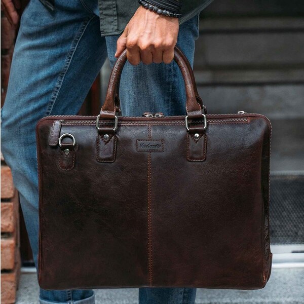 Hnedá kožená taška Valmio Monte 42716696