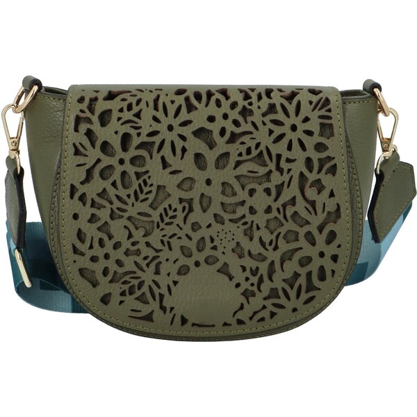 Delami Vera Pelle Dámska kožená crossbody kabelka khaki - ItalY 64377083