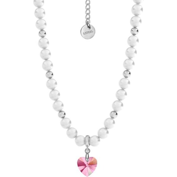 SWAROVSKI Elements Swarovski e. perlový náhrdelník Playful Love, srdce 42695872