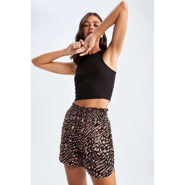 DEFACTO Relax Fit Viskózové Tlačené Normálne Pásové Šortky 50618995