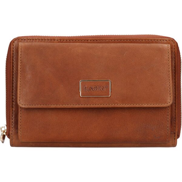 Lagen Dámska kožená peňaženka - kabelka BLC/25425/522 koňak 65626051