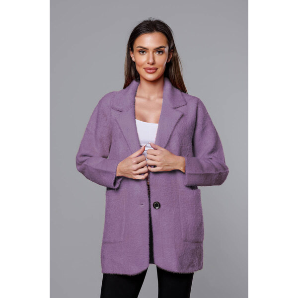 MADE IN ITALY Krátky fialový vlnený prehoz cez oblečenie typu alpaka 38161917