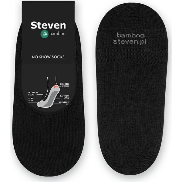 STEVEN Čierne pánske nízke ponožky Art.036 BA012, BLACK 42822791