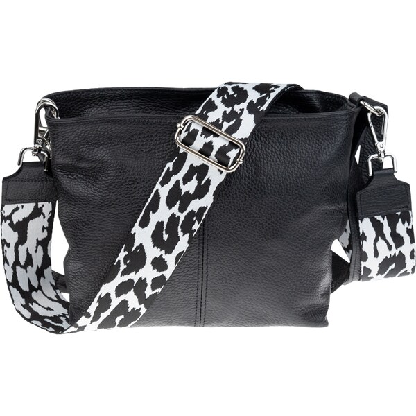 Čierna kožená talianska crossbody kabelka Batilda Nera s prídavným 42870176