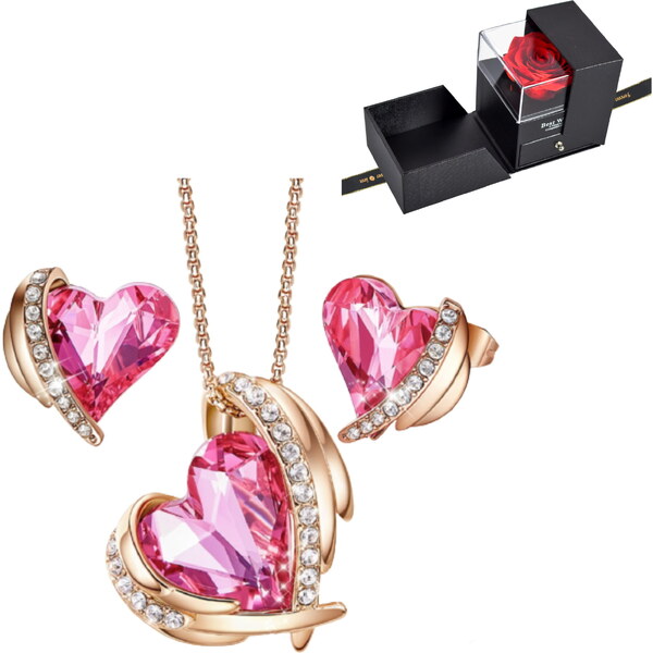 Glory krištáľový Set Pink angel ružovozlatý v darčekovej krabičke s 42870261