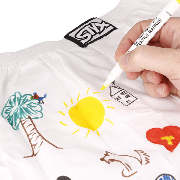 Pánske trenky Styx klasická guma biele + fixy na textil (AF1061) 36392122