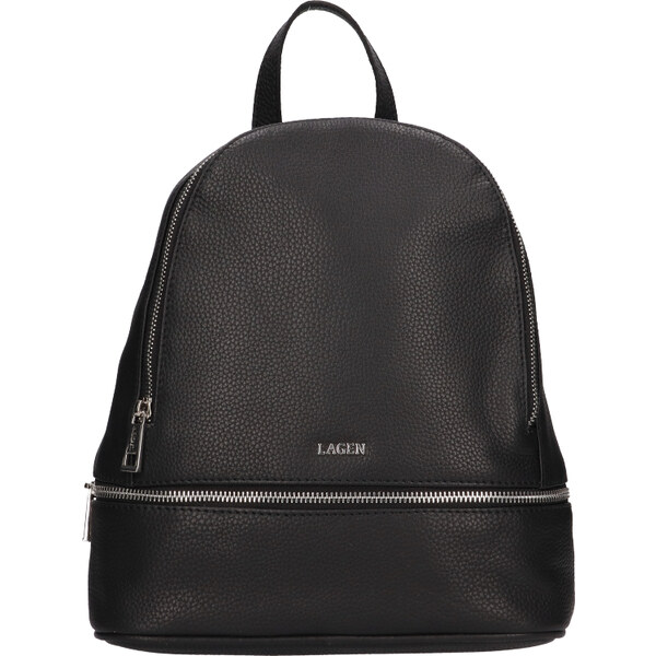 Lagen Dámsky kožený batoh BLC-222/2053/NKL čierny 53511180