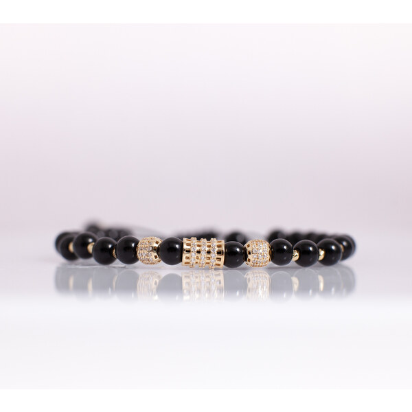 Lillian Vassago Zlatý pánsky náramok s ónyxmi LLV07-GB024 42900924