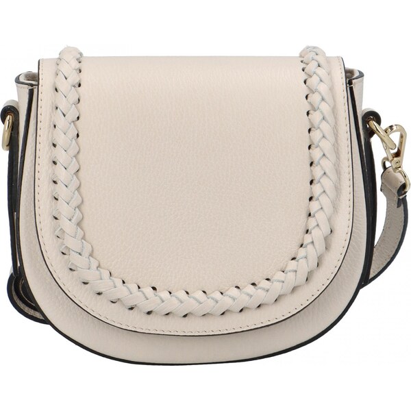 Delami Vera Pelle Dámska kožená crossbody kabelky svetlo béžová - 43248326