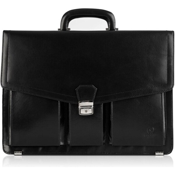 PAOLO PERUZZI Pánska kožená aktovka | čierna T-80-BL 42905625