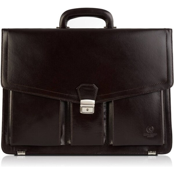 PAOLO PERUZZI Pánska kožená aktovka | hnedá T-80-BR 42927737
