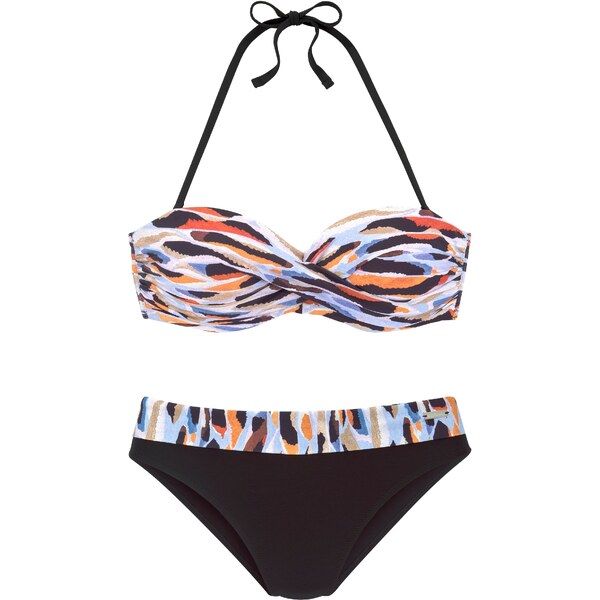 LASCANA Bikiny dymovo modrá / gaštanová / oranžová / čierna 54249670