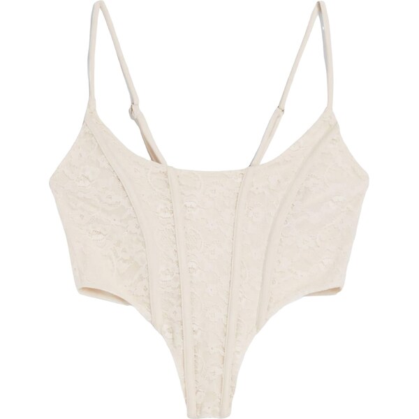 Bershka Top svetlobéžová 57607383