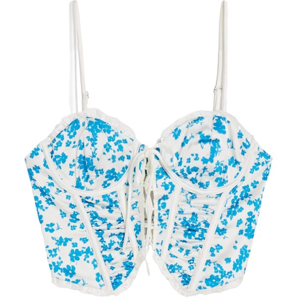 Bershka Top modrá / biela 63144174