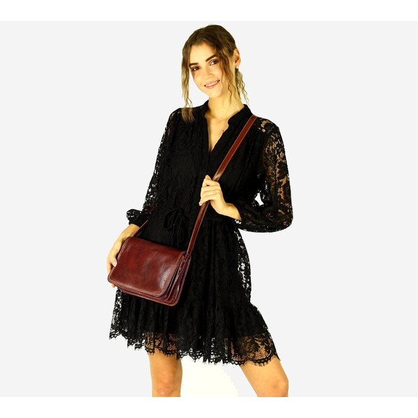 Vera pelle MARCO MAZZINI Klasická kožená crossbody kabelka | hnedá 31264628