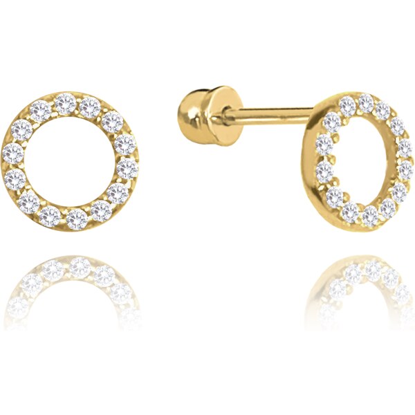 OLIVIE MINET Zlaté náušnice na skrutku s bielymi zirkónmi Au 585/1000 66795621