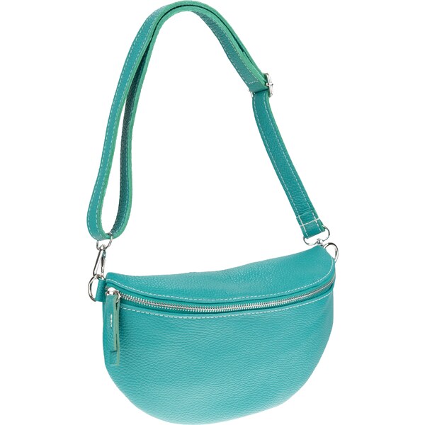 Tyrkysová kožená talianska crossbody kabelka Reni Grande Turchese 43098175