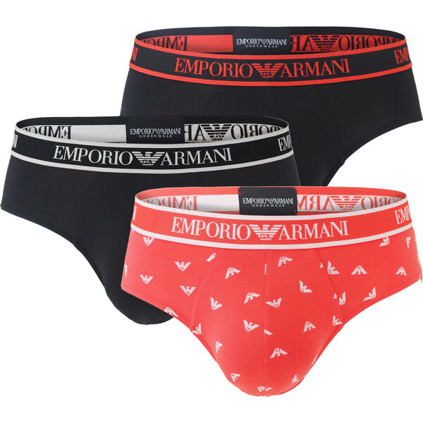 EMPORIO ARMANI - slipy 3PACK stretch cotton fashion nero & bitter s 43102266